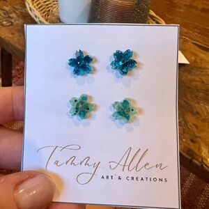 Tammy Allen Blue Floral Earrings